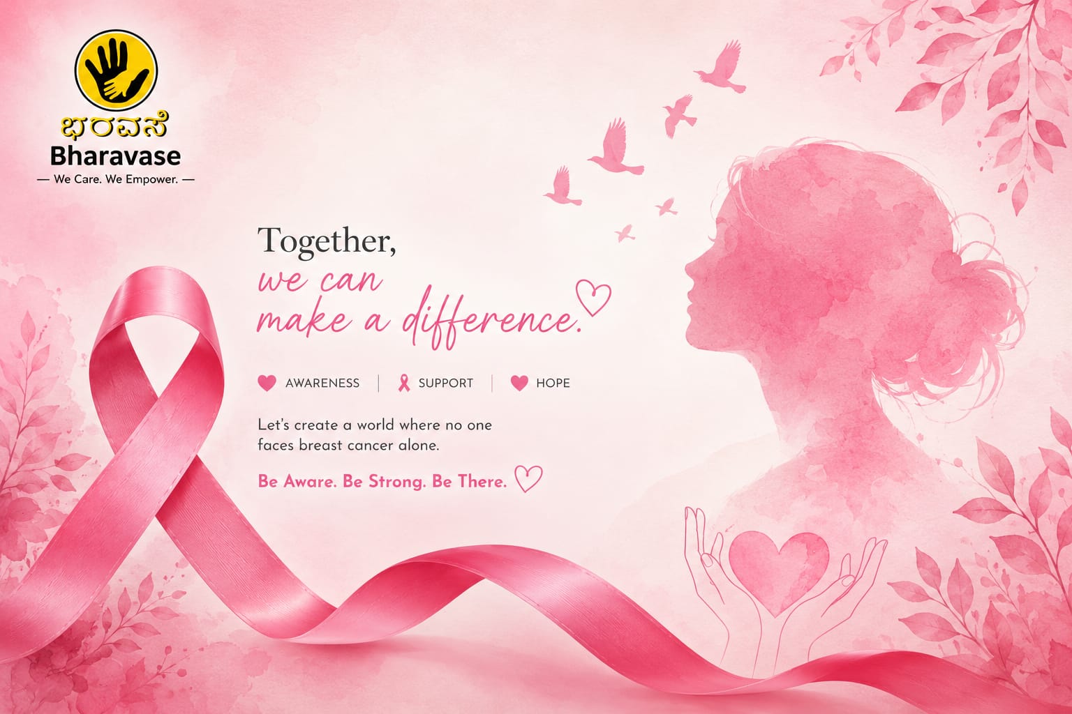 Breast cancer awareness pink ribbon banner